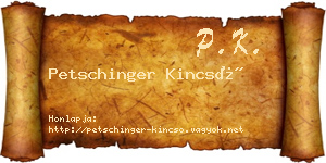 Petschinger Kincső névjegykártya